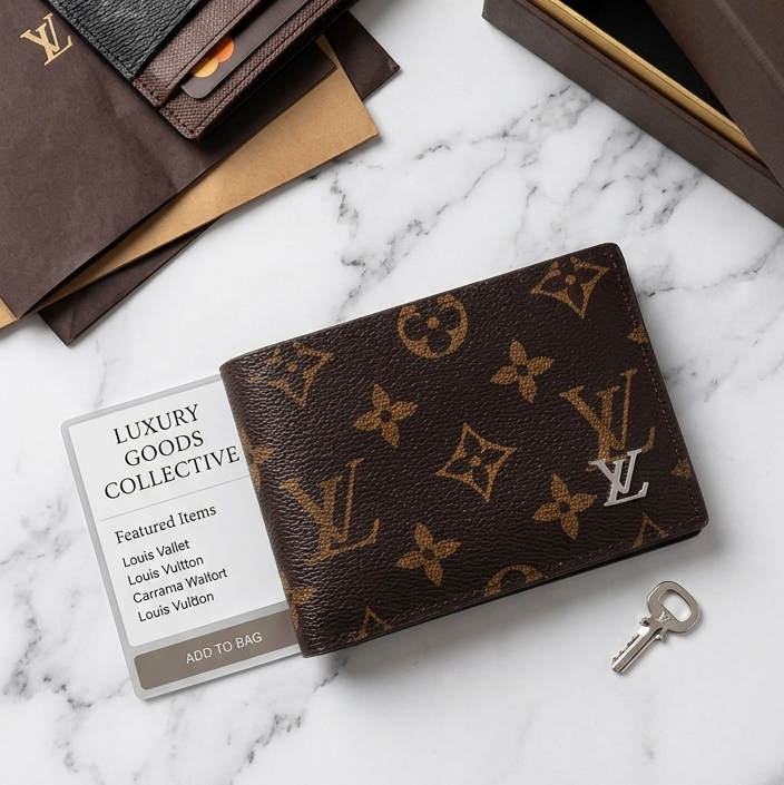 Premium black leather Wallet LV