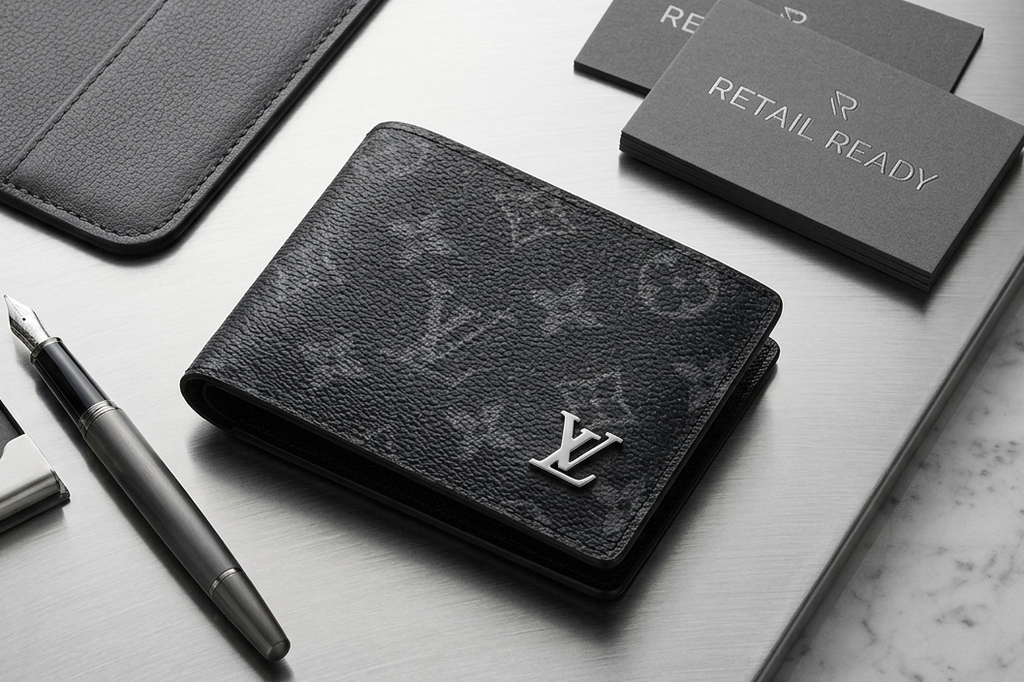 Premium black leather Wallet LV
