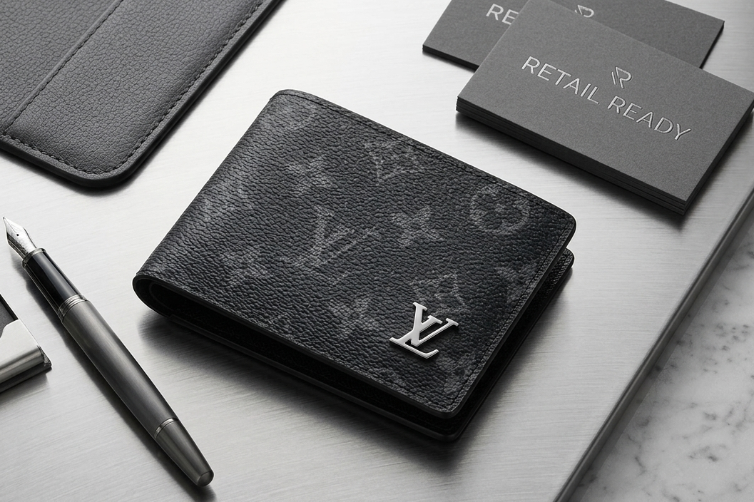 Premium black leather Wallet LV