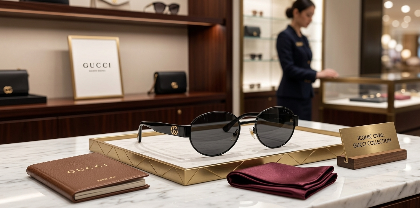 Gucci Rimless Round Sunglasses – Black & Gold