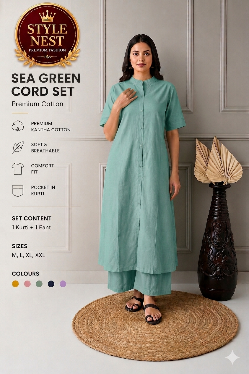 Premium Cotton Cord Set – Kurti & Pant