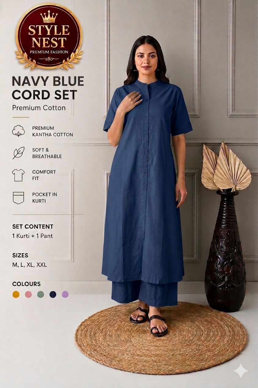 Premium Cotton Cord Set – Kurti & Pant