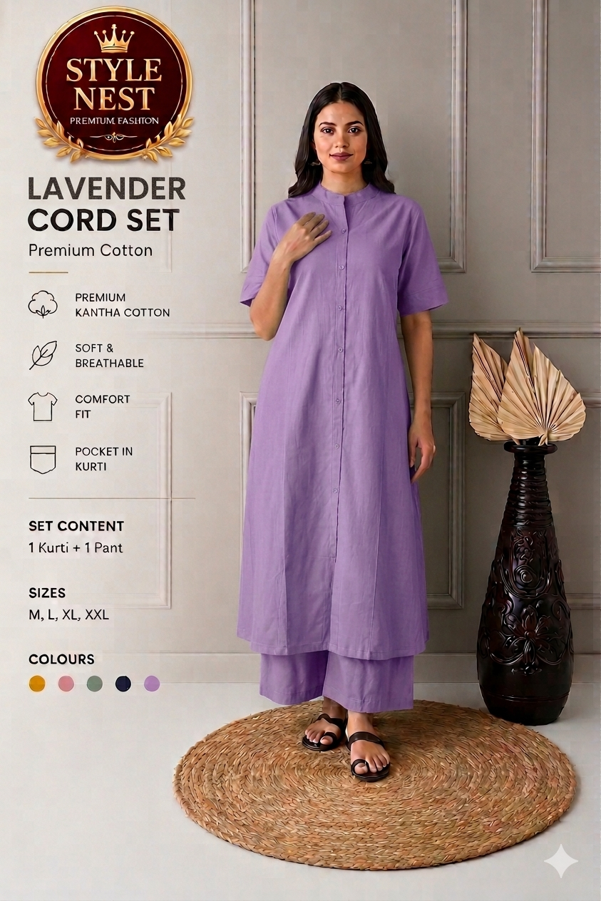 Premium Cotton Cord Set – Kurti & Pant