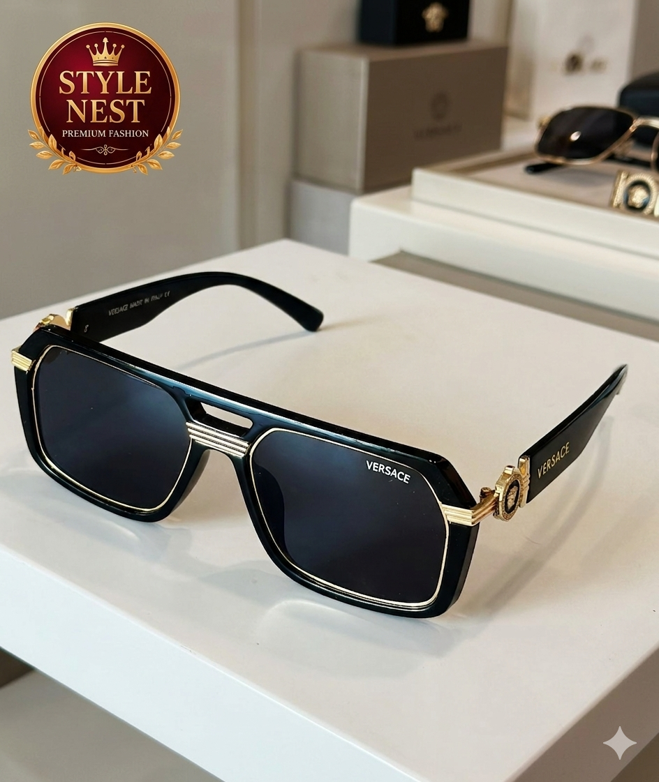 Premium Oversized Sunglasses – Black & Gold