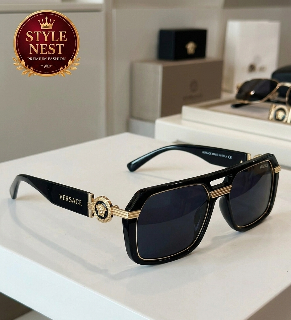 Premium Oversized Sunglasses – Black & Gold