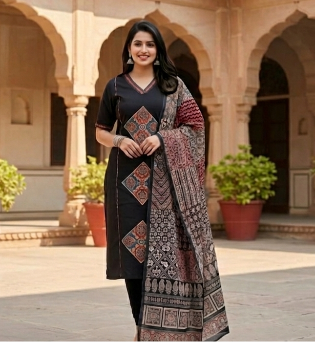 Mustard Yellow Embroidered Kurta Set with Dupatta