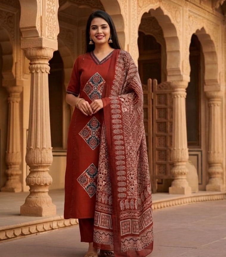 Mustard Yellow Embroidered Kurta Set with Dupatta