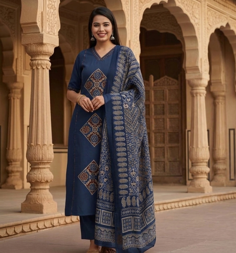 Mustard Yellow Embroidered Kurta Set with Dupatta