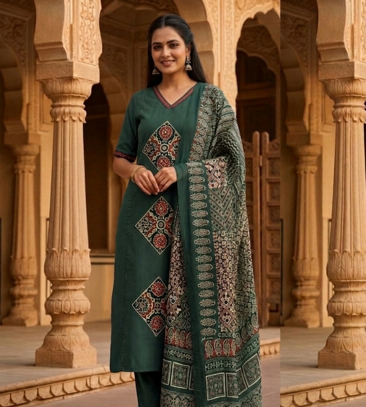 Mustard Yellow Embroidered Kurta Set with Dupatta
