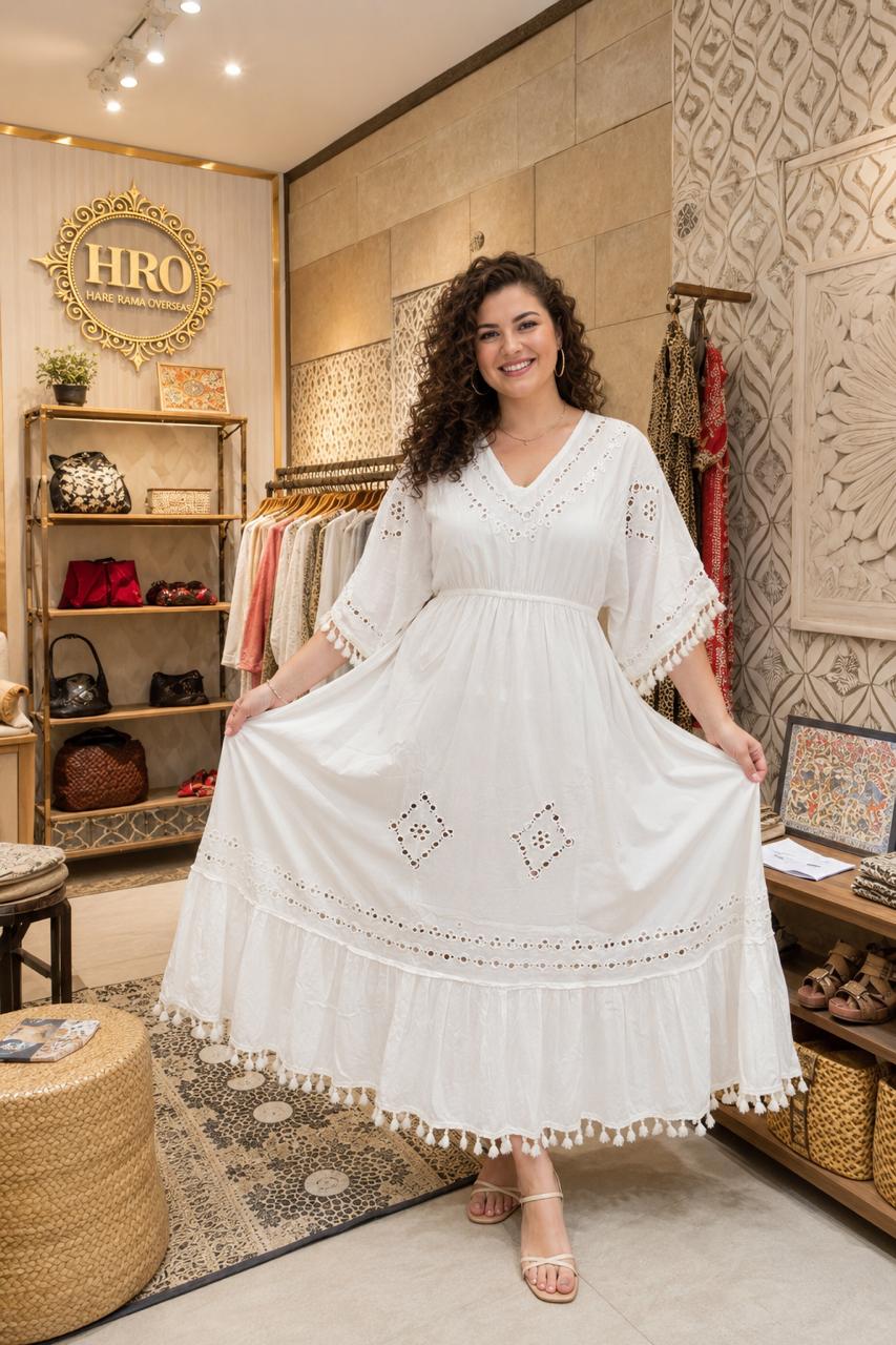 Boho Mirror Work Kaftan Maxi Dress
